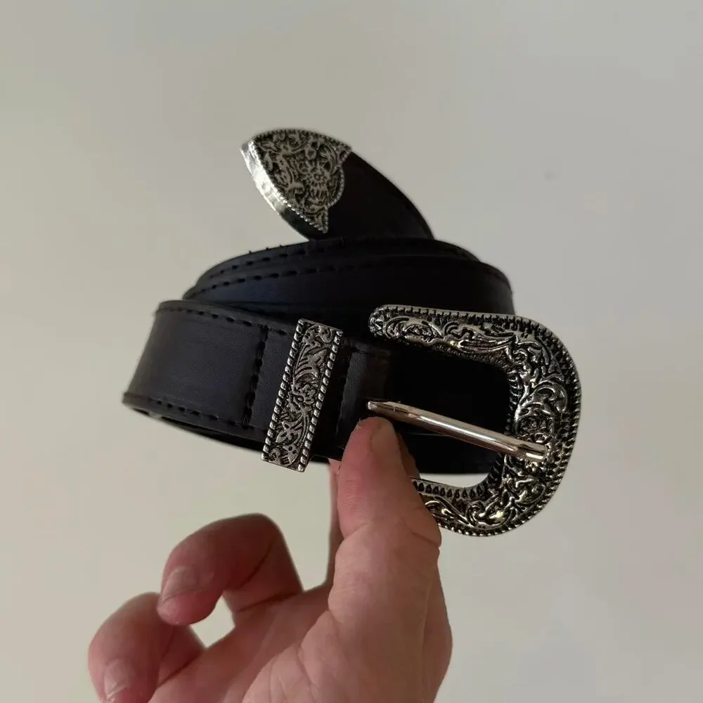Y2K Brown Western Cowboy Belt – Boho Style, Unisex, Fits 26–34, Brand New